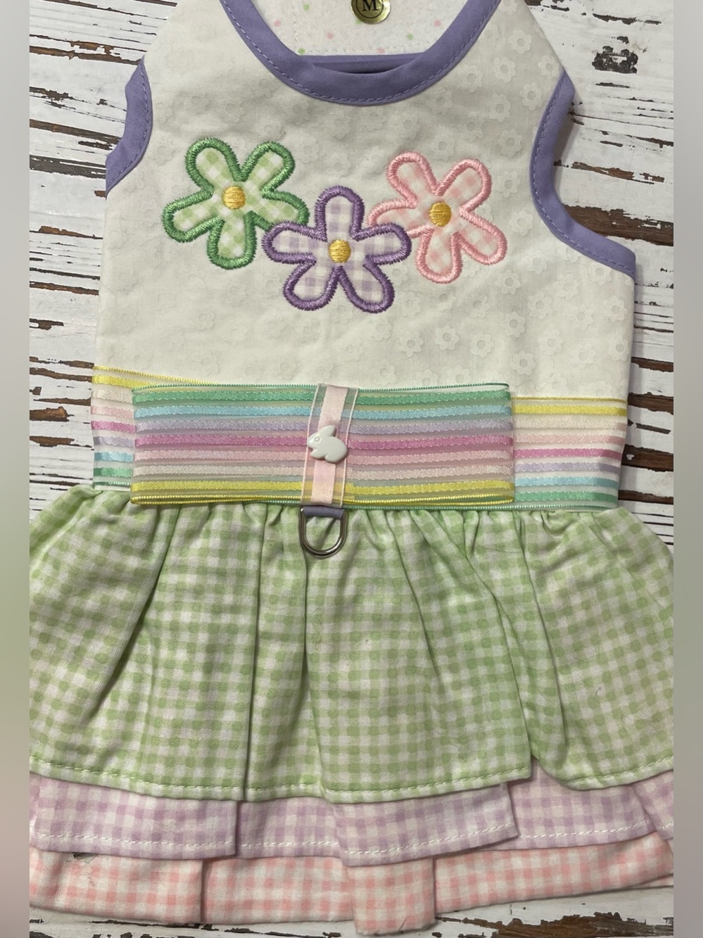 Pastel Floral Embroidered Tiered Pet Dress
Medium